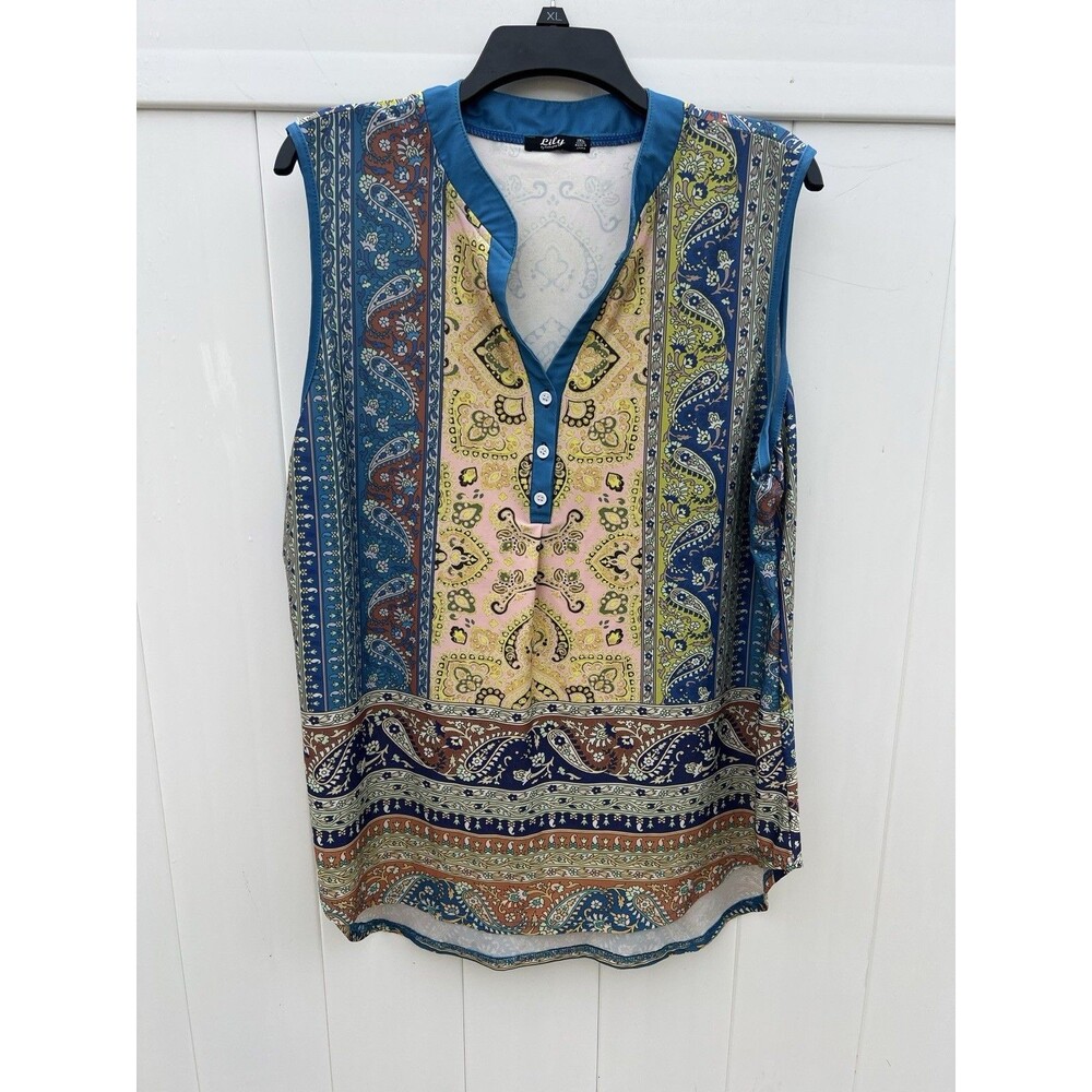 Lily by Firmiana Women's Size XL Paisley Floral Tunic Multicolor